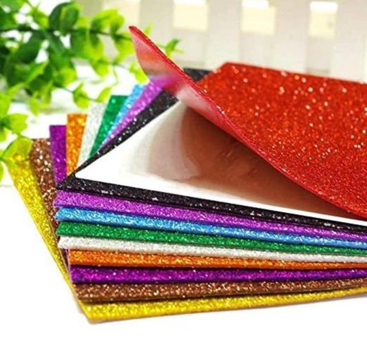 KRASHTIC Glitter Sheets Non Adhesive Foam Sheets Set of 10 Colors for Art and Craft