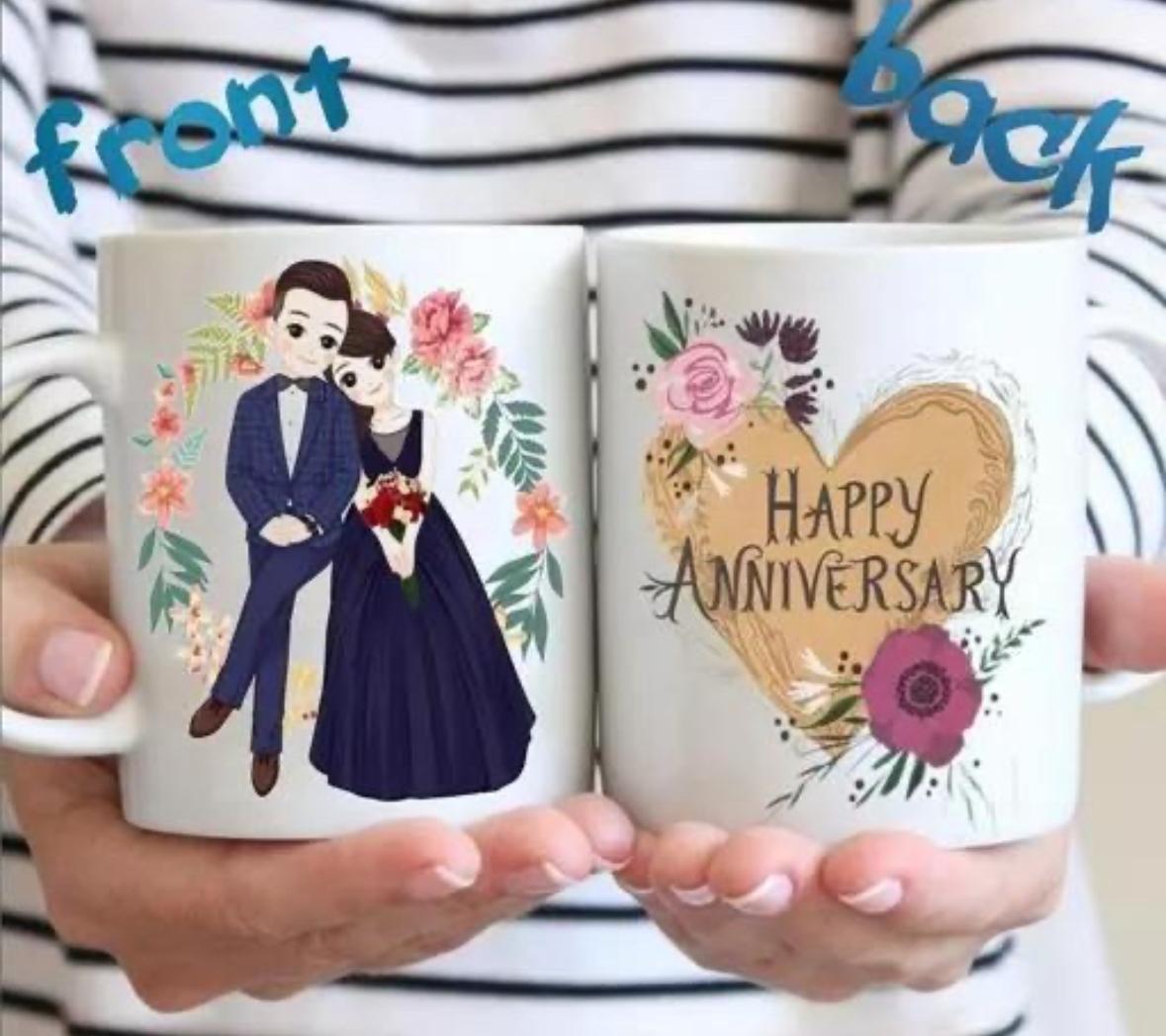 Happy Anniversary Printed Ceramic Coffee / Cup For Best Gift for Friends, Wife, Husband, Family, Best Couple Gift (330 ml) Ceramic Coffee Mug (330 ml)