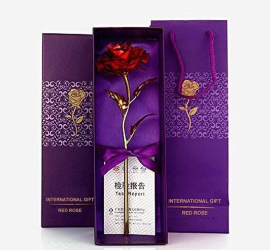 Yug Enterprise Gold Plated Artificial Flower with Red Rose and Long Stem for Rose/Propose/Valentine's Day ,Artificial Flora ,(Pack of 1)