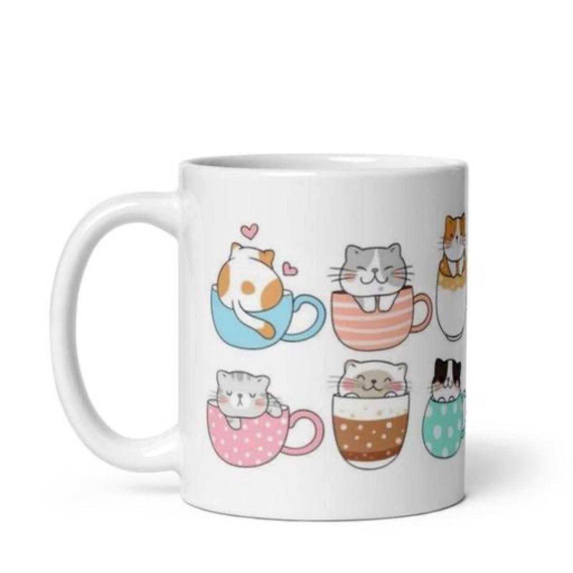 Cute cat, love cat, cat lover, cat couple gift printed White Ceramic Milk Mug 300 ml