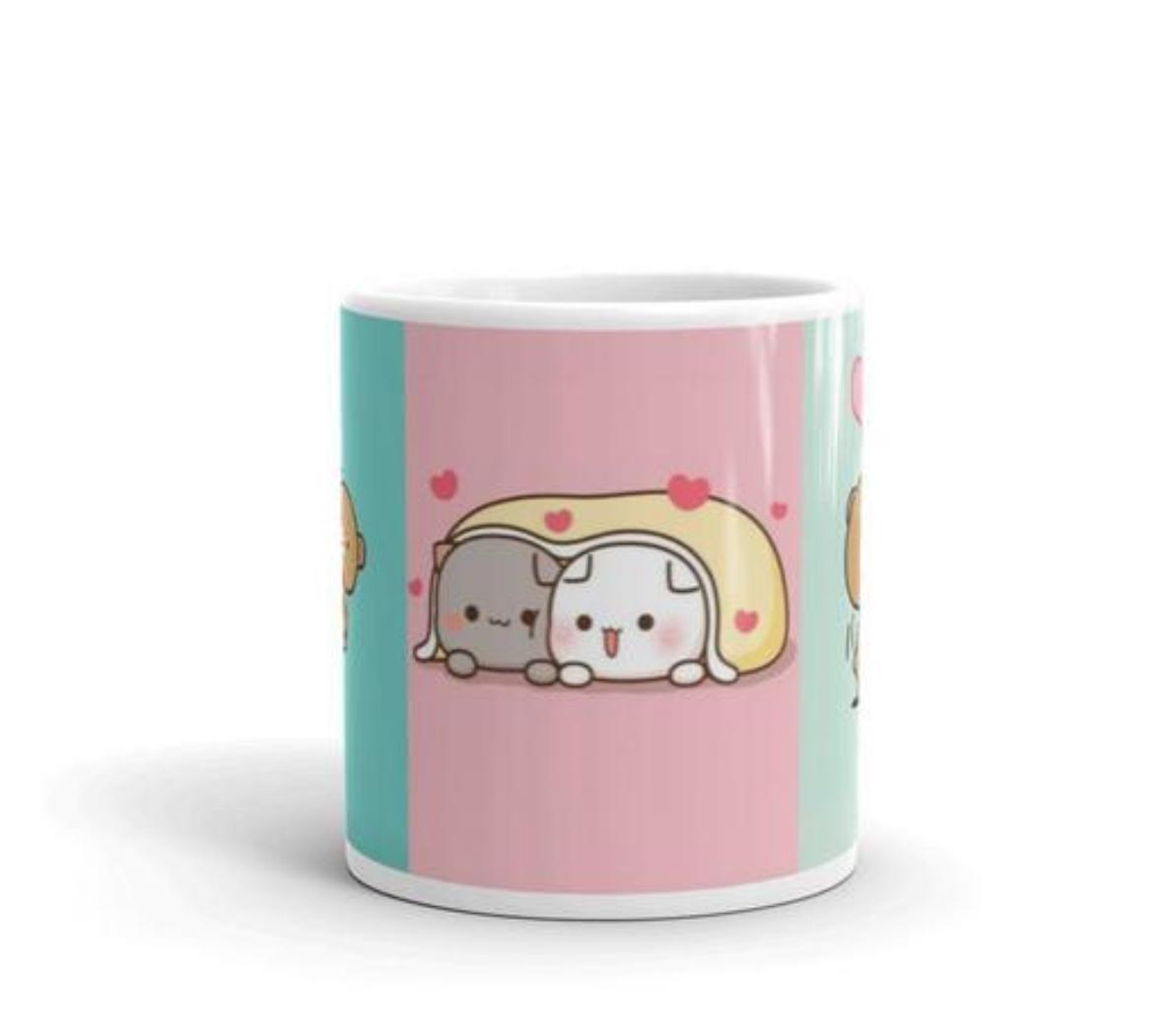 PRINTC cute cat, love cat, cat lover, cat couple gift printed White Ceramic Milk Mug 300 ml (2431)