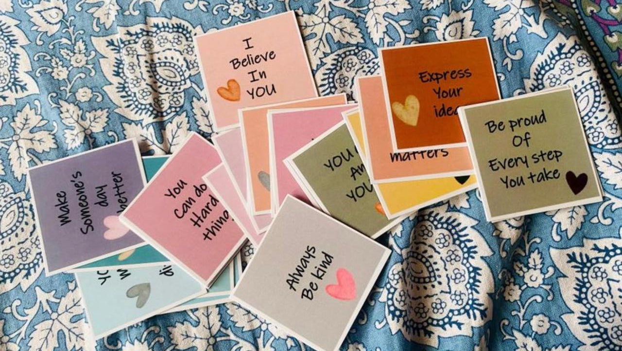 Craft Valley 30 Pack Lunchbox Inspirational Kraft Cards - Motivational Kindness Mini Note Cards, Encouragement Affirmation Card Set