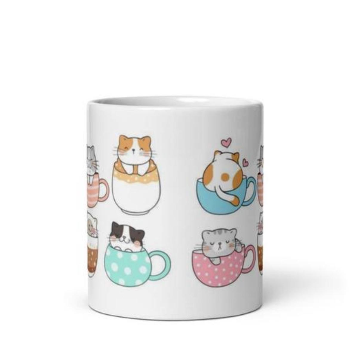 Cute cat, love cat, cat lover, cat couple gift printed White Ceramic Milk Mug 300 ml