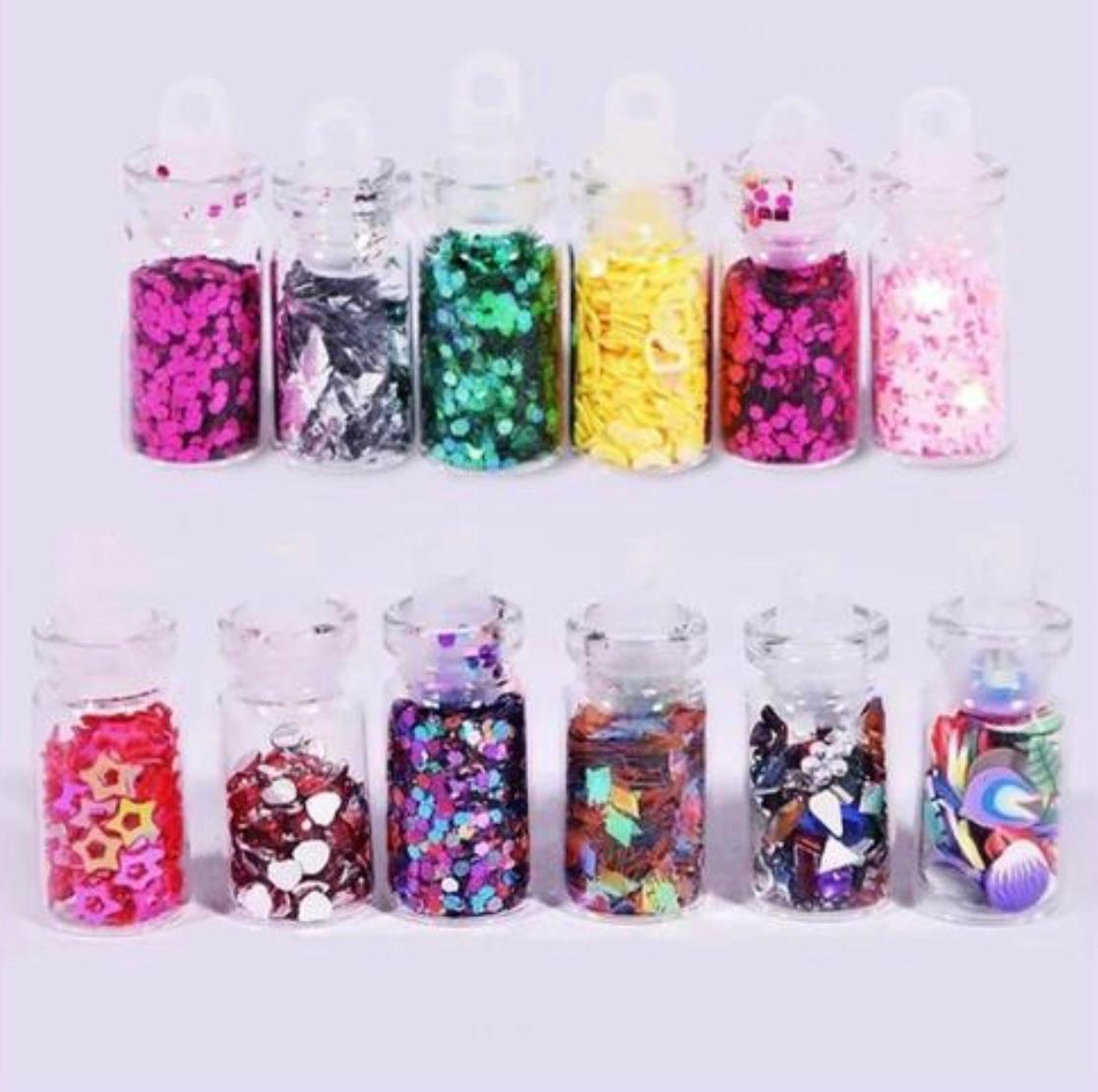 Glitter Set of Nail Decoration,Nail Art Tool for Nail Decoration Multicolour - Set of 48 Bottles