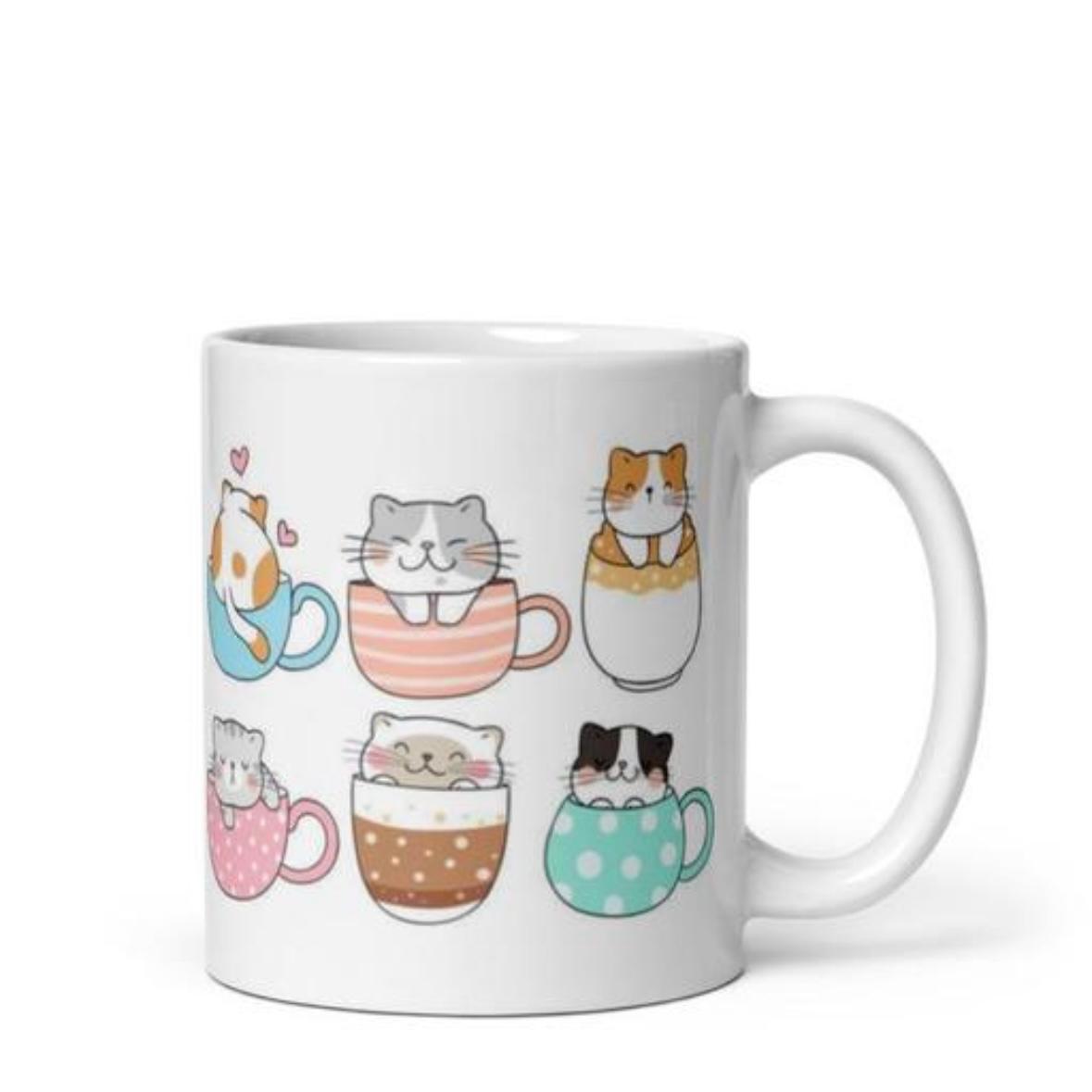 Cute cat, love cat, cat lover, cat couple gift printed White Ceramic Milk Mug 300 ml