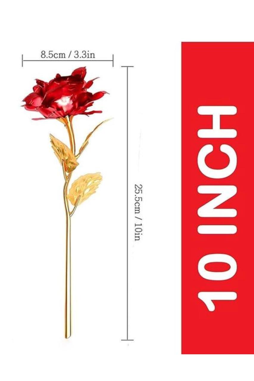 Yug Enterprise Gold Plated Artificial Flower with Red Rose and Long Stem for Rose/Propose/Valentine's Day ,Artificial Flora ,(Pack of 1)