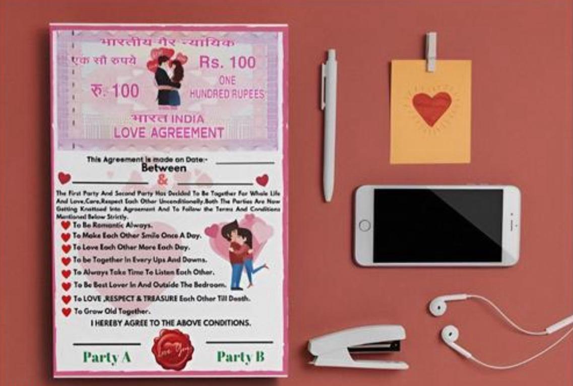 Love Agreement Certificate/ Love Contract Agreement for Boyfriend, Girlfriend Greeting Card